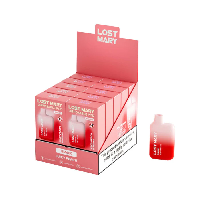 LOST MARY BM600 20mg Juicy Peach vapeadores desechables de 600 caladas para venta al mayor.webp