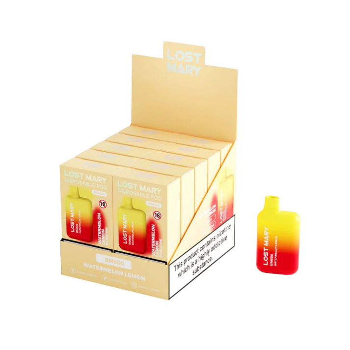 LOST MARY BM600 20mg Watermelon Lemon vaper desechable con 600 caladas con nicotina venta al mayor b2b caja de 10.webp