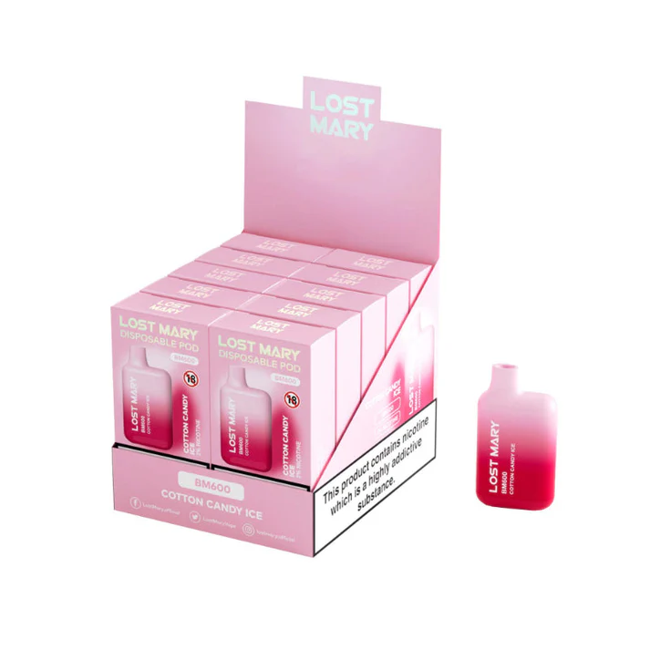 LOST MARY BM600 20mg Cotton Candy Ice vaper desechable 600 caladas golosina de algodon nube dulce caja venta al mayor.webp