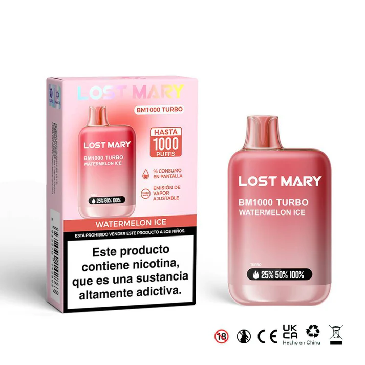 LOST MARY BM1000 20mg Watermelon Ice turbo con 100 caladas venta al mayor b2b sandia hielo.webp