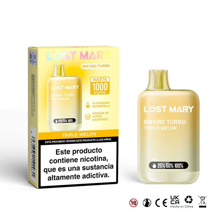LOST MARY BM1000 Turbo 20mg Triple Melon 1000 caladas vaper desechable de melon.webp