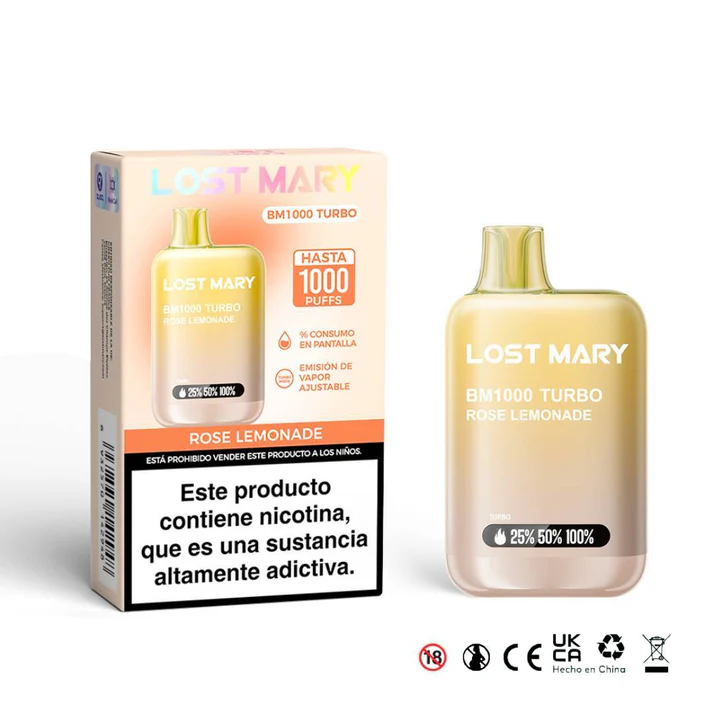 LOST MARY BM1000 Turbo 20mg Rose Lemonade vaper desechable lostmary pink lemonade 1000 caladas.webp
