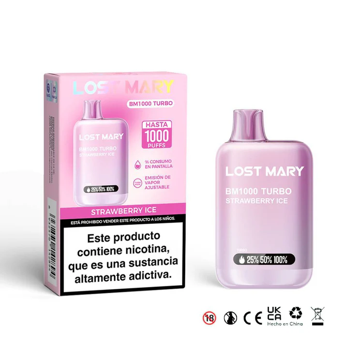 LOST MARY BM1000 Turbo 2% Strawberry Ice veper deschable turbo 1000 caladas lostmary bm.webp