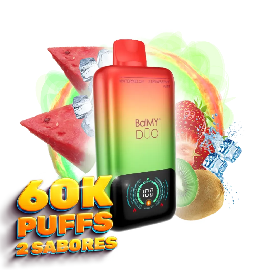 [BAL-DUO-FRE-SAN] Vaper desechable BalMY DUO ZERO nic. 60000 puff – Fresa Kiwi y Sandía