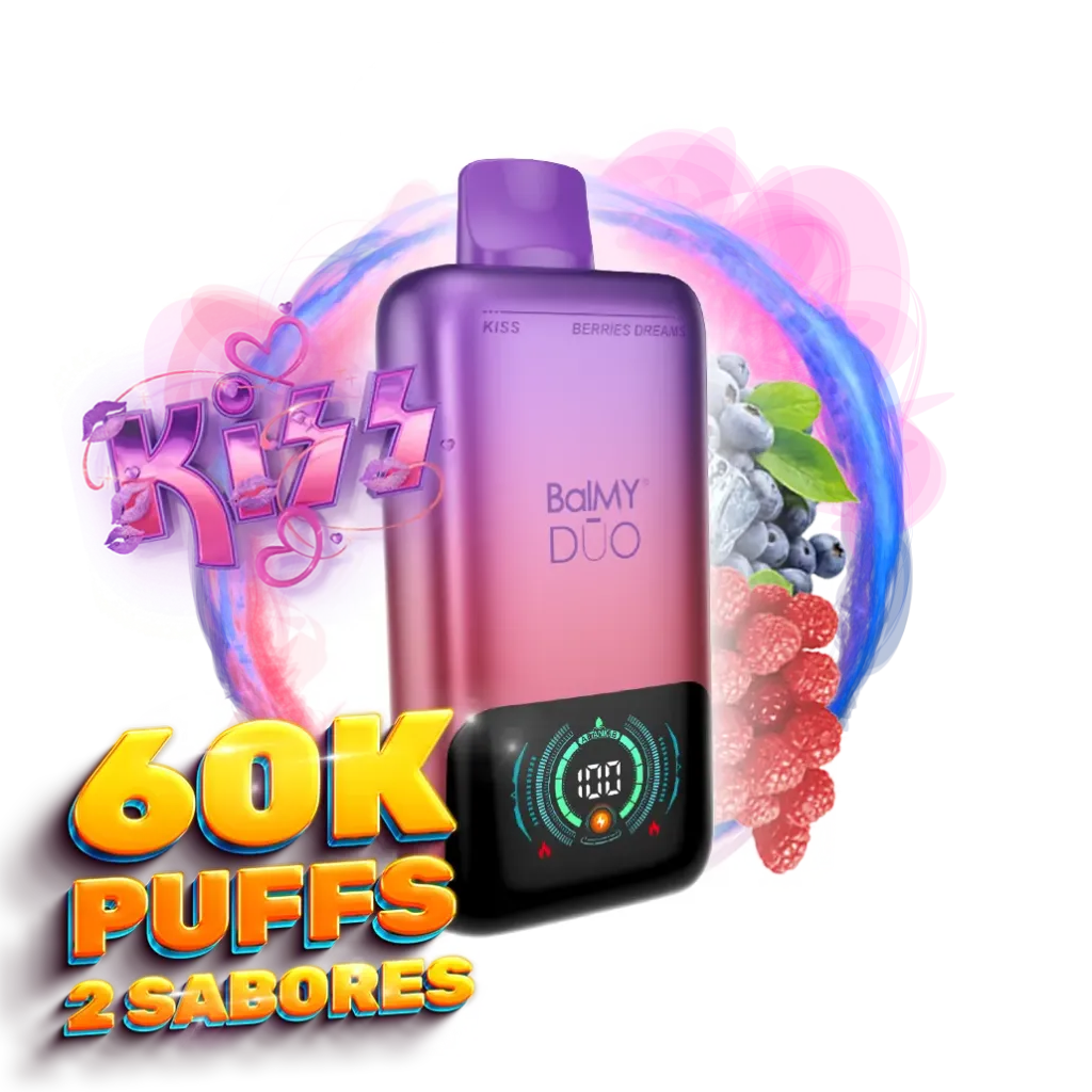 [BAL-DUO-BER-KIS] Vaper desechable BalMY DUO ZERO nic. 60000 puff – Berries Dreams y KISS